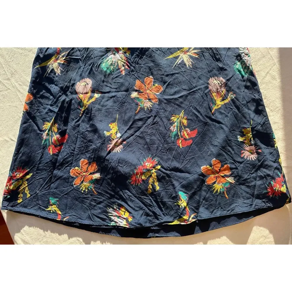 Madewell Blue Floral Maxi Silk Skirt Size 2